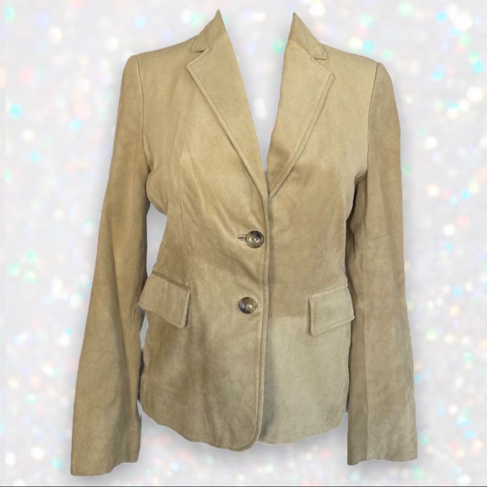 Banana Republic Genuine Suede Blazer, 2-Button Tan size 4